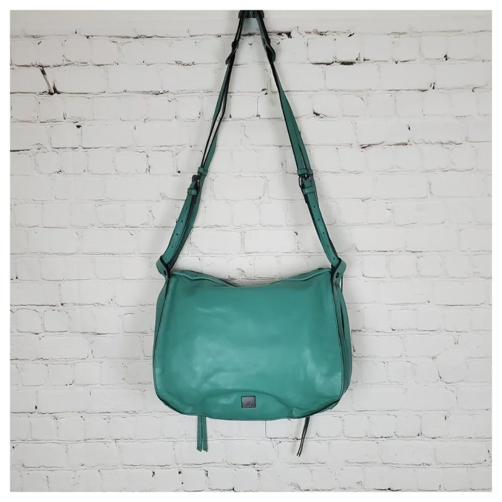NWT Kooba Leroy Leather Cross Body Bag in Sea Glass blue teal - Picture 4 of 16